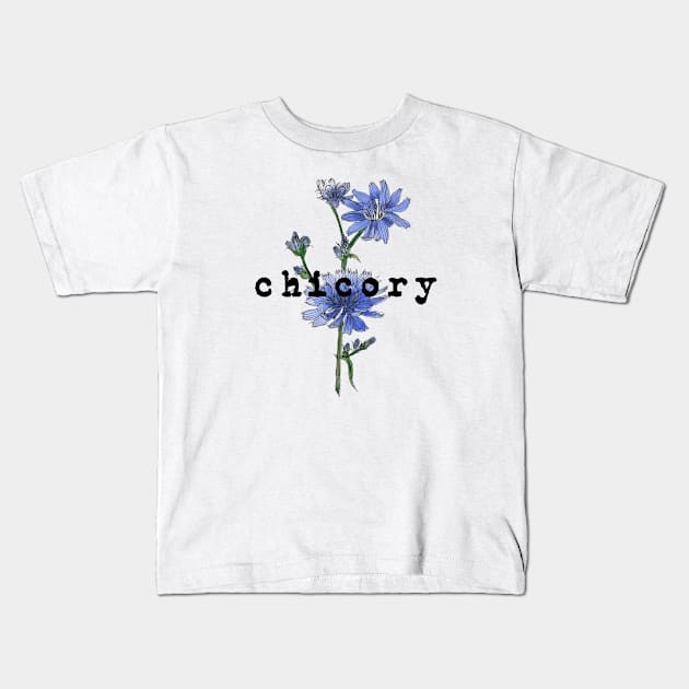 Vintage Florals Retro Chicory Flower Kids T-Shirt by tracey